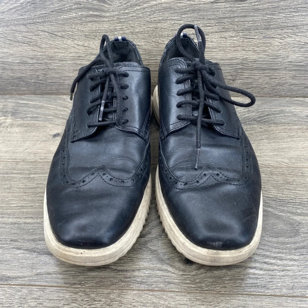 Cole Haan Grand Wingtip Oxford Mens 10 Black Leather Brogue C38712
